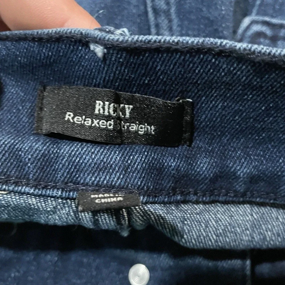 True Religion Ricky Shorts Denim Relaxed Straight Fit Flap Pockets Size 33‎ New